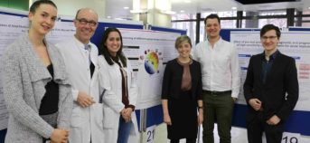 Tag der Klinischen Forschung 2017: (v. li. n. re.) Jeanne Du Fay de Lavallaz, Prof. Christian Müller, Dayana Flores, Desiree Wussler und die Preisträger Dr. Patrick Badertscher, Dr. Christian Puelacher